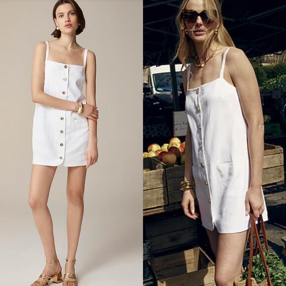 J. Crew Dresses & Skirts - J. Crew White Mini Dress with Gold Buttons
